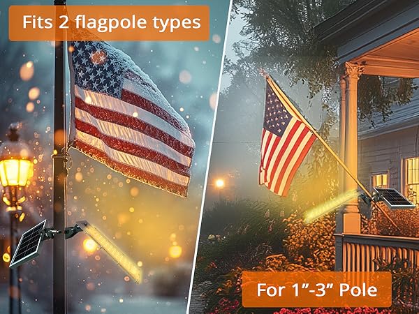 280W Solar Metal Flag Pole Light,36LED for Max 3inch Pole 2000 Lumen Auto On/Off Dust to Dawn