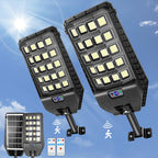 2 Pack 1500W Solar Motion Lights Outdoor, 400 LED Parking Lot Lights Outdoor, IP65 Solar Street Lights Outdoor Waterproof