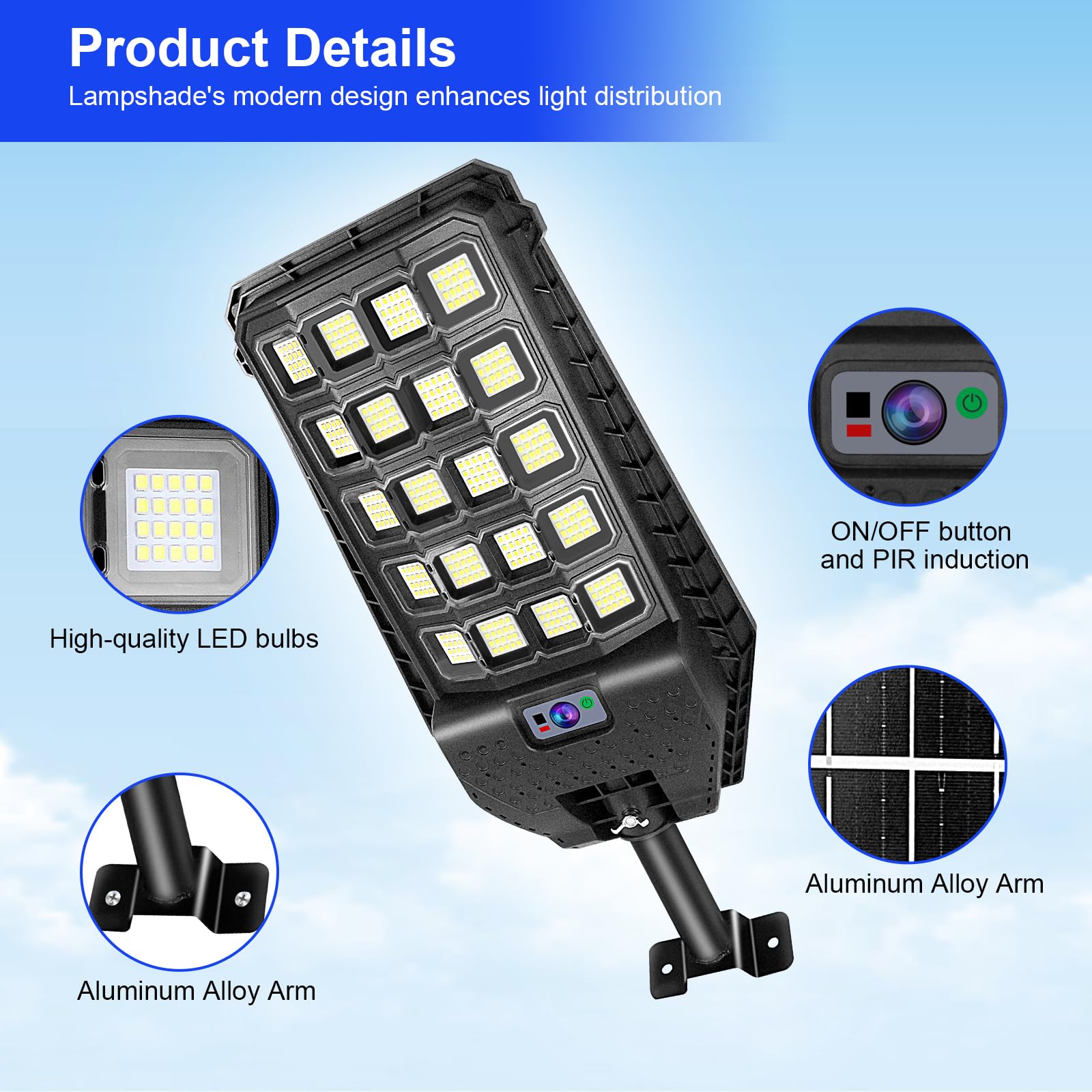 2 Pack 1500W Solar Motion Lights Outdoor, 400 LED Parking Lot Lights Outdoor, IP65 Solar Street Lights Outdoor Waterproof