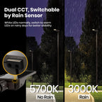 1800W Solar Lights Outdoor Waterproof, 3000K 5700K LED Screen Solar Motion Light with Rain Sensor, 3000LM Solar Street Light Dusk to Dawn