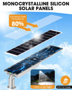 9000W Solar Street Light Outdoor Waterproof, Flood Light Dusk to Dawn with 60,000mAh LiFePO4 Battery & Motion Sensor, LED Security Lights Solar Powered for Parking Lot/Yard/Garage