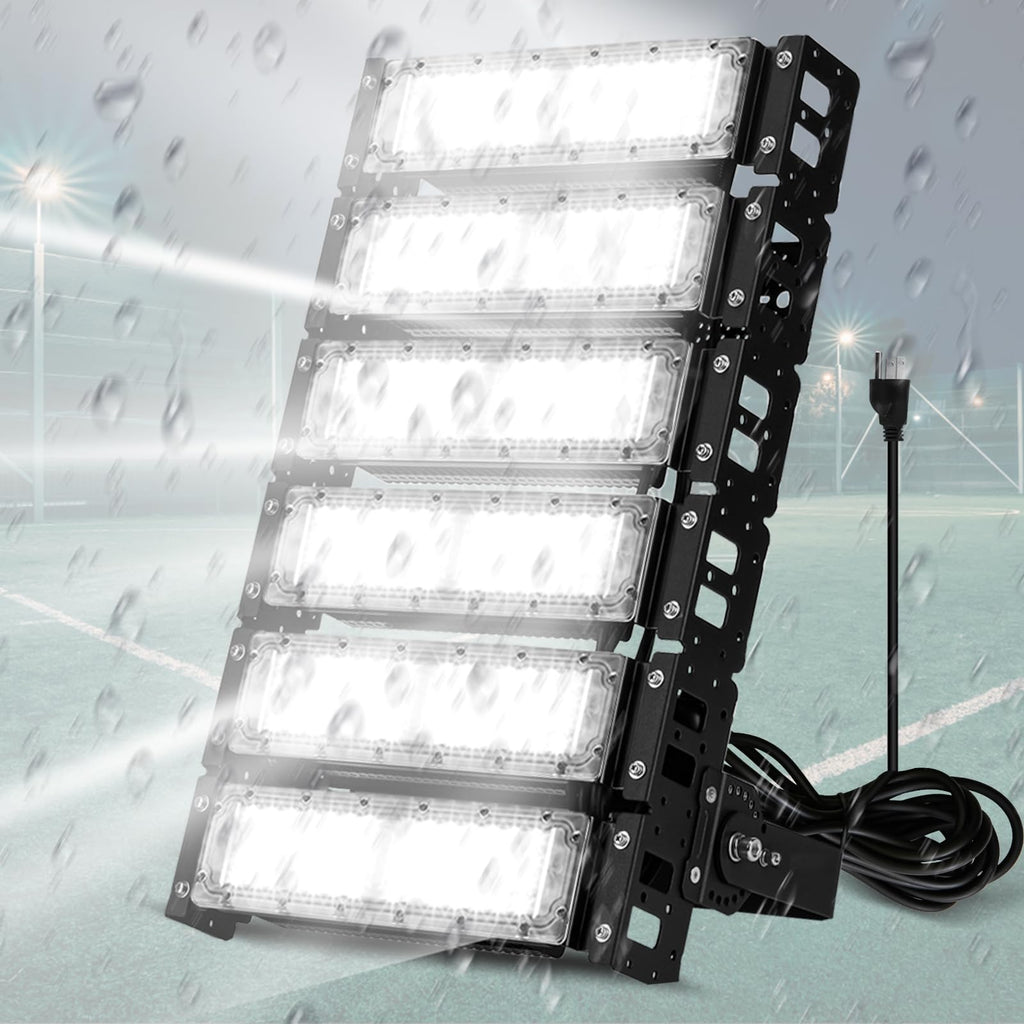 LED Stadium Flood Lights Hard Wire 300W Equivalent 48000LM Super Bright LED Arena Lights 85-305V IP66 Waterproof 6500K