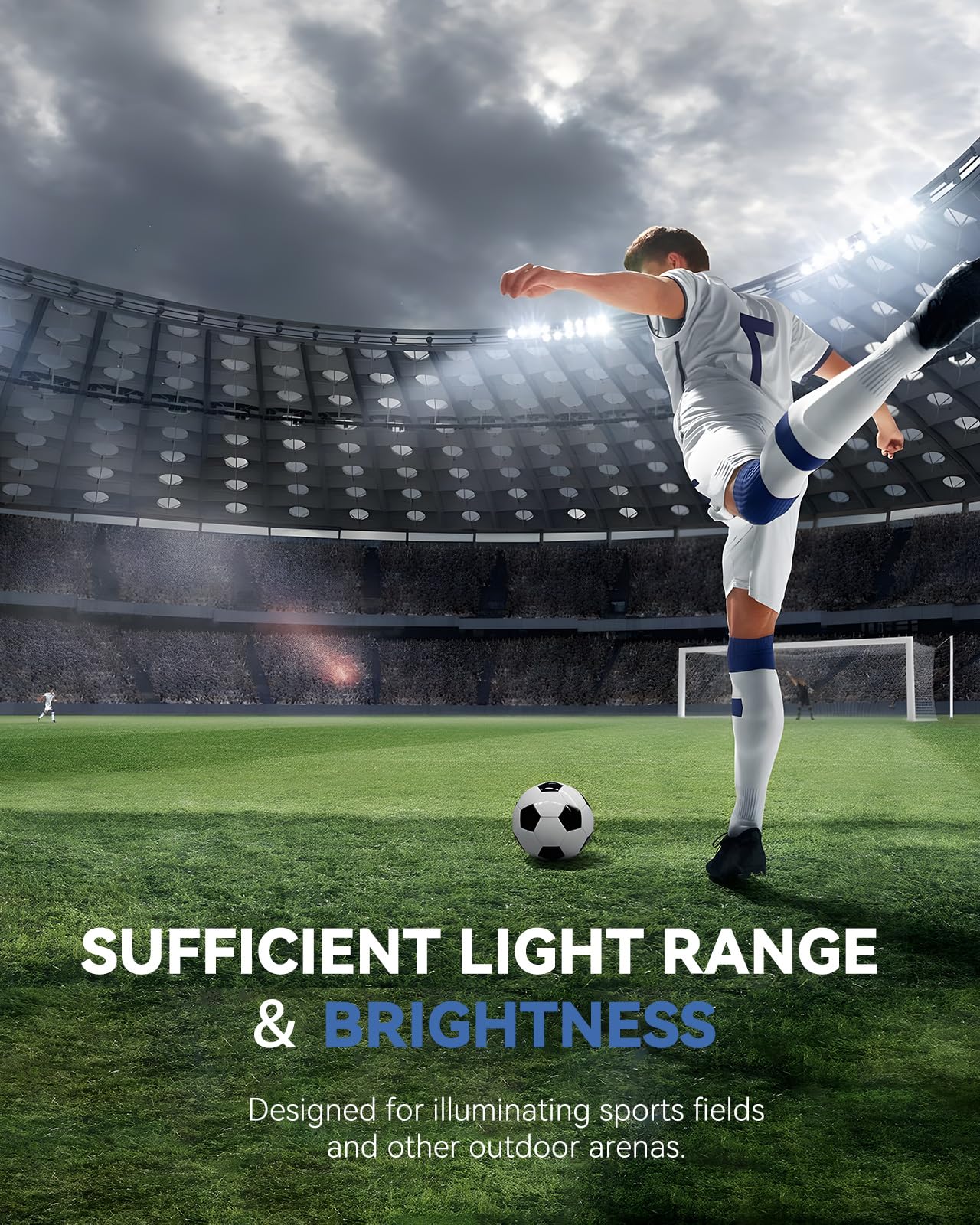 LED Stadium Flood Lights Hard Wire 300W Equivalent 48000LM Super Bright LED Arena Lights 85-305V IP66 Waterproof 6500K