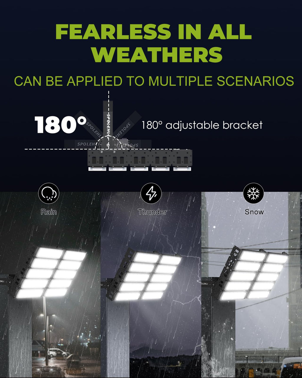 500W LED Stadium Flood Lights 3000W Equivalent 80000LM Super Bright LED Arena Lights 85-305V IP66 Waterproof 6500K