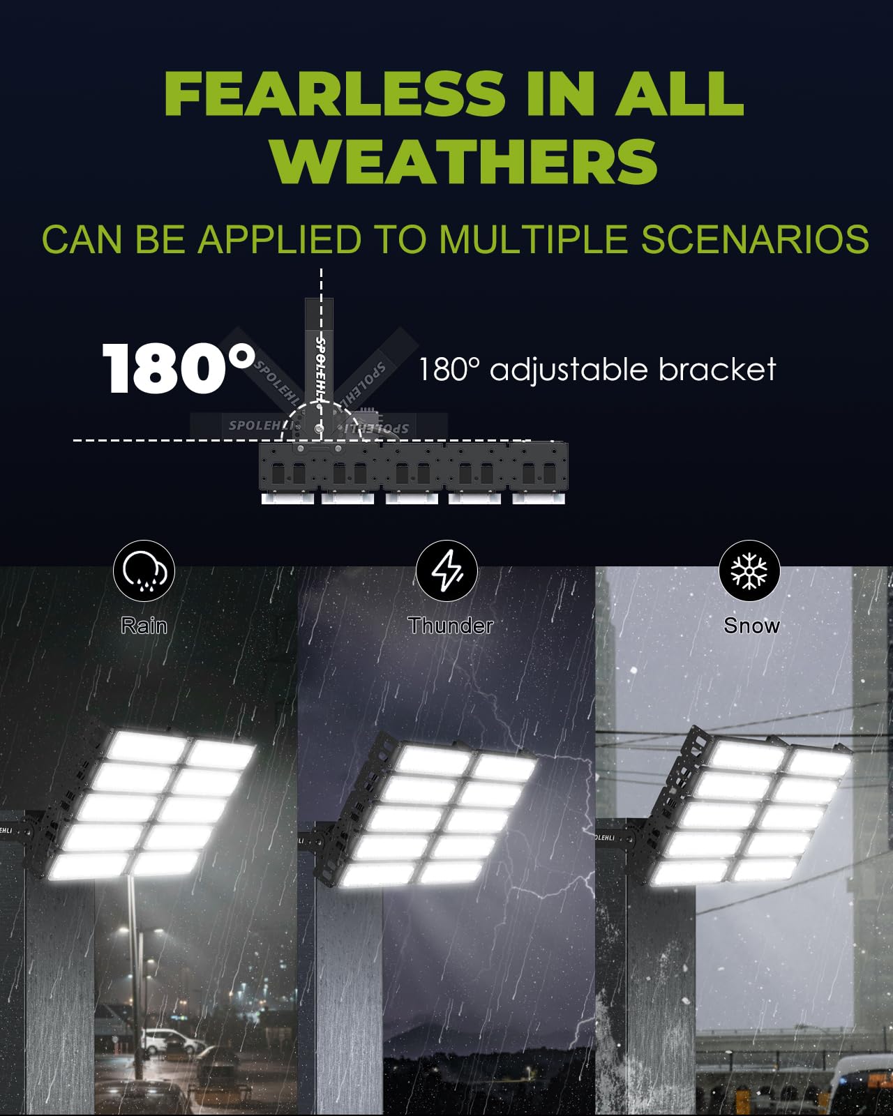 500W LED Stadium Flood Lights 3000W Equivalent 80000LM Super Bright LED Arena Lights 85-305V IP66 Waterproof 6500K