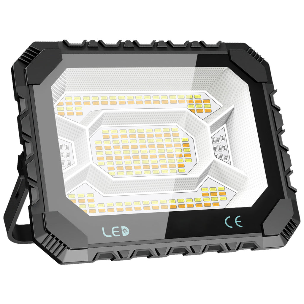 200W Solar Work Flood Light Rechargeable, 16000LM Portable Camping Lights 3000K/4500K/6500K, 16000mAh Battery