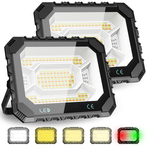 200W Solar Work Flood Light Rechargeable, 16000LM Portable Camping Lights 3000K/4500K/6500K, 16000mAh Battery