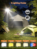 200W Solar Work Flood Light Rechargeable, 16000LM Portable Camping Lights 3000K/4500K/6500K, 16000mAh Battery