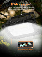 200W Solar Work Flood Light Rechargeable, 16000LM Portable Camping Lights 3000K/4500K/6500K, 16000mAh Battery