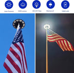 Commercial Solar Flag Pole Light Outdoor Dusk to Dawn, 266 led Light, 4200lm Super Bright