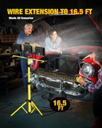 210W Upgraded Plug-In LED Work Lights with Stand, 21000 Lumen, 3-Head Adjustable Work Light, Waterproof Foldable Tripod, Extended Cord