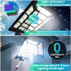 8800W Solar Street Lights Outdoor Waterproof 6500K Dusk to Dawn 180000 Lumen Motion Sensor Super Bright Solar Parking Lot Light