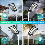 8800W Solar Street Lights Outdoor Waterproof 6500K Dusk to Dawn 180000 Lumen Motion Sensor Super Bright Solar Parking Lot Light