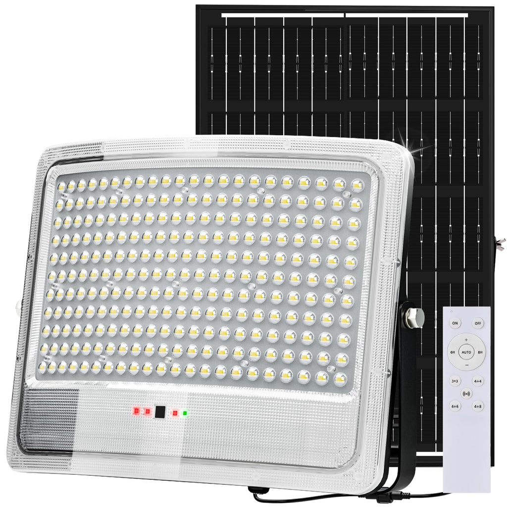 8400W LED Solar Aluminum Frame Flood Lights Outdoor, Billboard 238LED Dusk to Dawn Waterproof Security Commercial Lighting with 16.4ft Cables