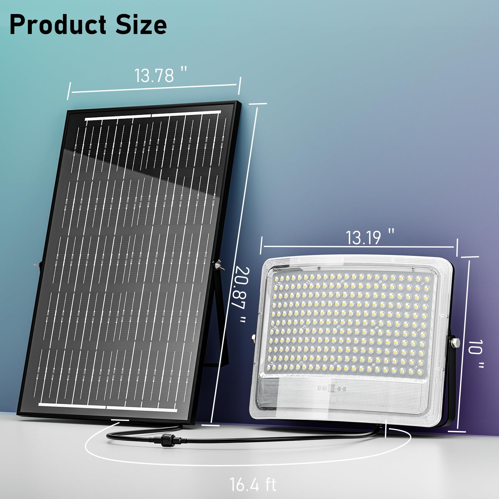 8400W LED Solar Aluminum Frame Flood Lights Outdoor, Billboard 238LED Dusk to Dawn Waterproof Security Commercial Lighting with 16.4ft Cables