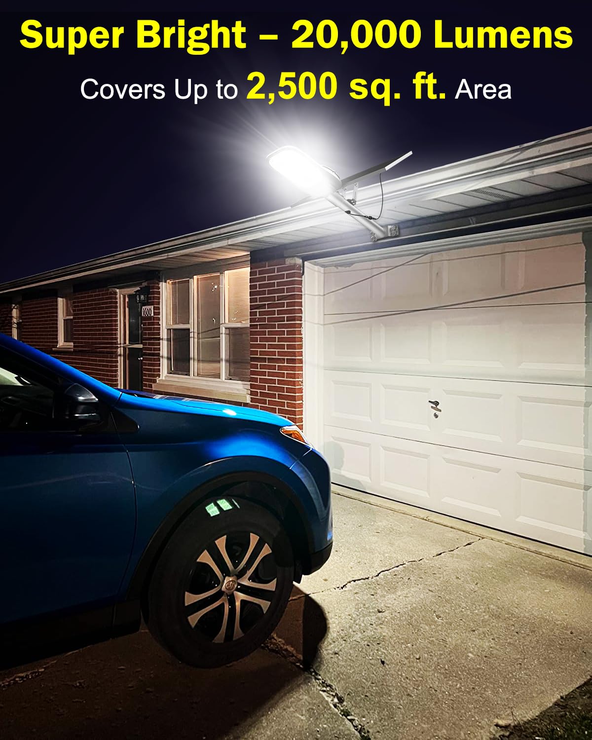 8000W Aluminum Frame Solar Street Light Solar Parking Lot 20000LM, Outdoor, Dusk to Dawn, Waterproof, IP65, Remote