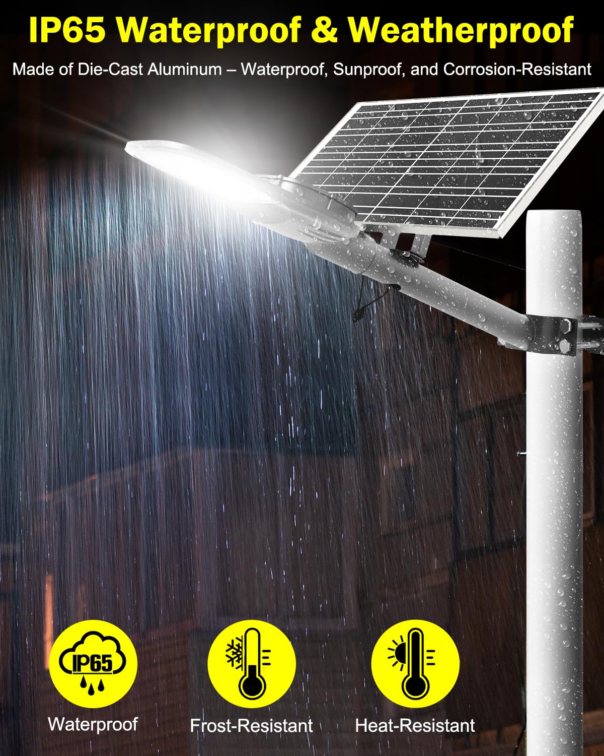 8000W Aluminum Frame Solar Street Light Solar Parking Lot 20000LM, Outdoor, Dusk to Dawn, Waterproof, IP65, Remote