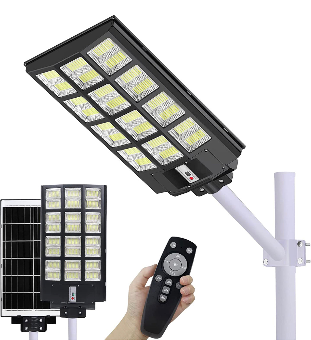 7200W Commercial Solar Street Light , 100000LM Parking Lot Light Dusk to Dawn With Remote