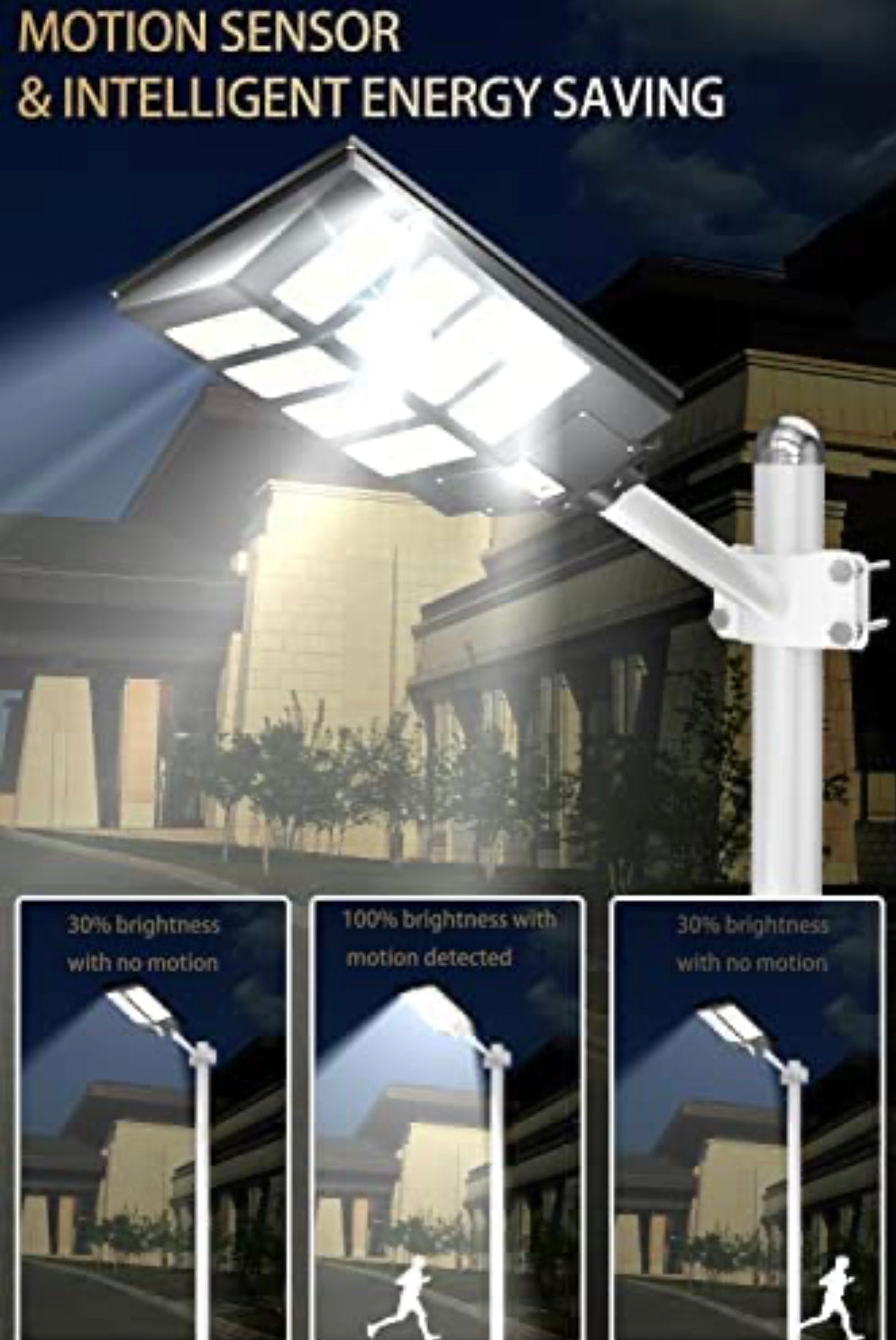 6800W Commercial Solar Street Lights Dusk to Dawn , Motion Sensor, 75000LM for Street with Remote Control