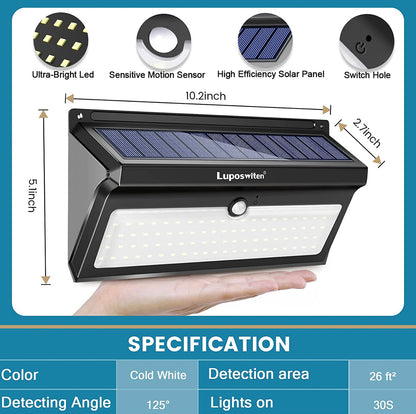 Solar Outdoor Lights 100 LED Motion Sensor Solar Security Lights 4-Pack