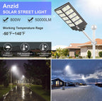 6800W Commercial Solar Street Lights Dusk to Dawn , Motion Sensor, 75000LM for Street with Remote Control